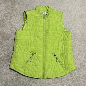 Coldwater Creek Lime Green Quilted Puffer Vest